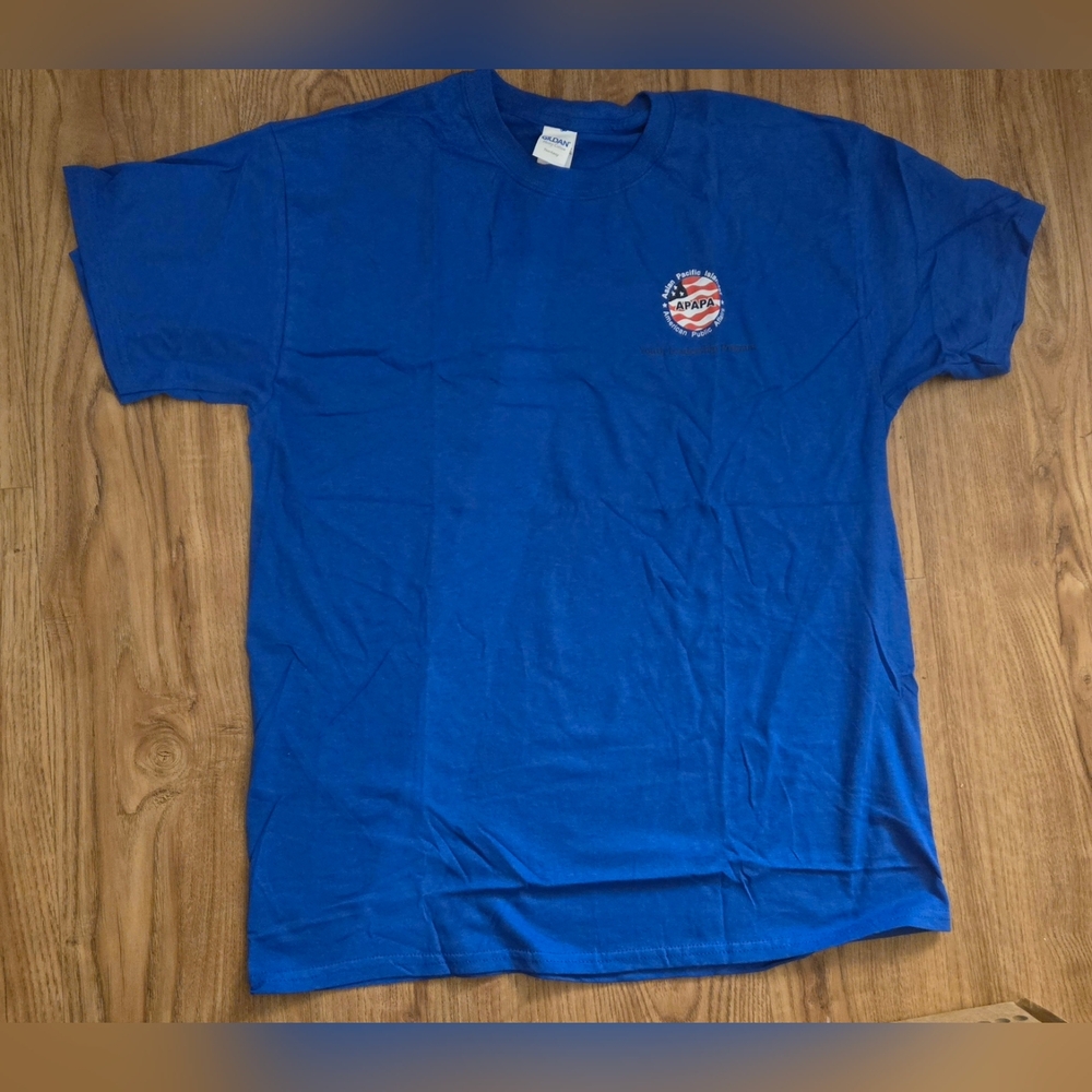 NEW x6 Gildan Heavy Cotton T-shirts Blue With APAPA Logo Size M/L
